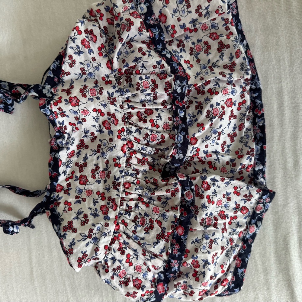 Janie and Jack Floral Print Top with Red and Blue Accents